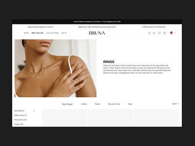 Collection Page - BRUNA brand branding cart collection design e commerce ecommerce fashion jewellery online shop online store product shop shopify store uiux user journey web design webshop website