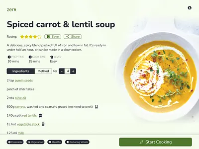 Daily UI #40 - Recipe Page branding dailyui recipe tablet typography ui