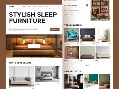 Furniture Website Landing Page - light mode chair design ecommerce furniture homedecor interior interior design landing page living room marketplace online store responsive shop sofa store ui web web design website website design