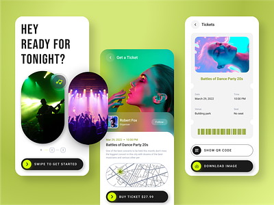 Dance Party Event Scheduling App booking app community concert date dinner event app events festival halloween minimal mobile mobile ui modern party party app schedule seminar social ui uiux