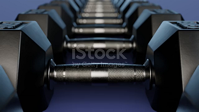 3D rendered 4K camera sliding on dumbbell weights, looping 3d animation 3d rendered dumbbell weights fitness concept fitness slider gym gym website background looping social media content