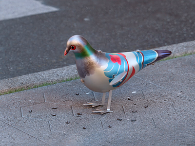 Silly Pigeon 3d 3d animation ai cinema 4d clockwork fall pigeon redshift render stable diffusion street