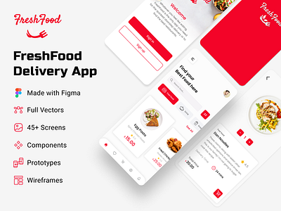 FreshFood Delivery App Design app branding design figma prototype ui uiux design ux vector wireframe