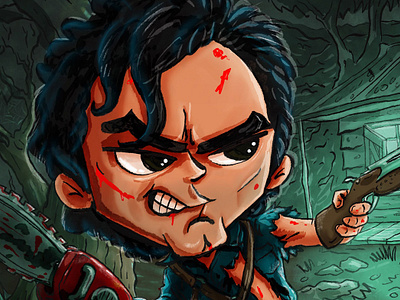 Ash Williams from the Evil Dead cartoon character design comic editorial evil dead rise graphic novel horror illustration