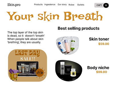 Beauty Products Web Site Design: Landing Page