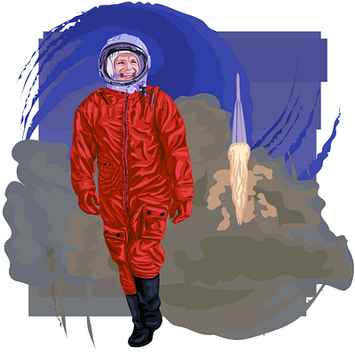 Космонавт, идущий в скафандре cosmonaut vector in spacesuit