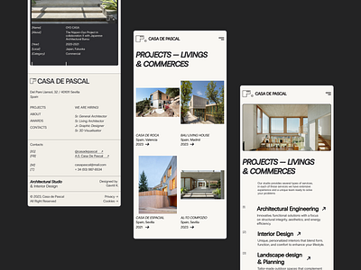 Mobile catalog adaptive adaptive design architecture architecture studio beige catalog design design footer footer design house italic type mobile mobile footer product page project page swiss ui ux web design