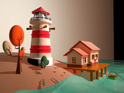 Light house 3d 3d illustration 3d model 3d modeling boat boat 3d boat illustration game design graphic design harbor harbor illustration house house illustration house illustration 3d lighthouse lighthouse 3d lighthouse illustration motion graphics