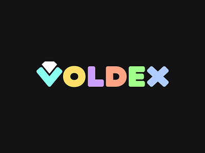 Voldex — Logo Design bold branding colorful diamond fat gaming gem impact kids lettering logo logotype mark minecraft roblox round sign type ugc v