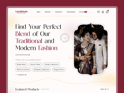 Fashion E-commerce Landing Page authentic cloth clothing e commerce ecommerce ethnic fashion indian landing page market marketplace shop shopping store style traditional web design website