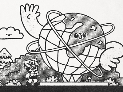Unisphere (NYC) cartoon cute design doodle fun hello hi illustration illustration for jrs japanese kawaii little men new york nyc steel structure unisphere usa
