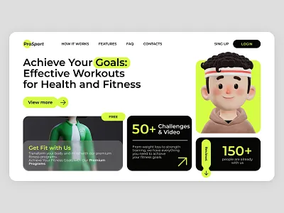 Sport website concept 3d design landing landing page sport ui website