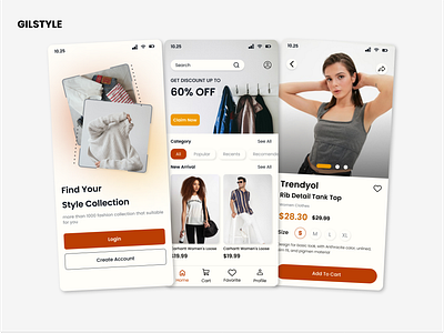 GILSTYLE : e-commerce Application app application branding design e commerce fashion fashionapp graphic design ui uiux