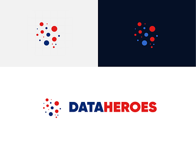 DataHeroes Logo Design ai artificial intelligence crazy4designes data data intelligence dots logo hero logo design red blue logo