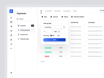 Payments - Dashboard dashboard dashboard nav minimal nav nav menu navigation payment popup product design sidenav ui user interface design ux