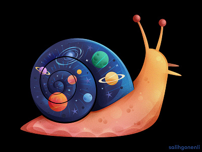 Space in My Shell abstract animals design digital art editorial fantasy galaxy illustration space