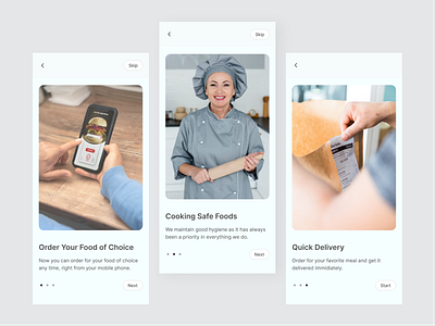 Food Onboarding Screens design food kitchen mobile app onboarding ui