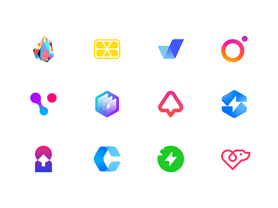 Logomark Collection abstract arrow brand c check design dog gem gradient icon lemon lightning logo logomark modern o s v