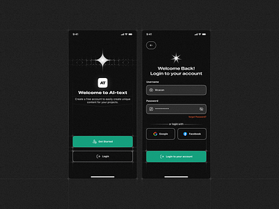 Ai-Text - Login | Design Challenge #1 100 days ai challenge chat gpt create account dark design login minimal noise signin text ui user