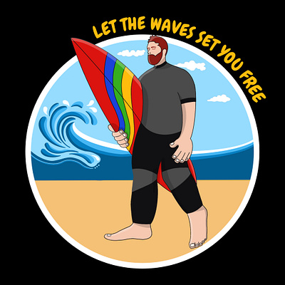 Let the Waves Set You Free graphic design illustration