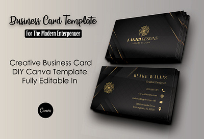 Black & Gold Creative Business Card Design Template amazing business cards business cards business cards canva templates canva designs canva template modern business cards