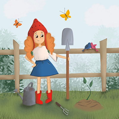 Девочка-фермер illustration девочка иллюстратор растр растровая иллюстрация фермер