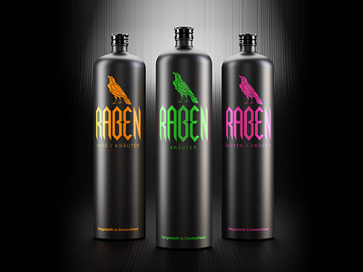 Energy drink bottle design 3d black bottle branding crow design drink energy drink food graphic design herbal illustration label logo logotype non alcohol packaging raben soda tea