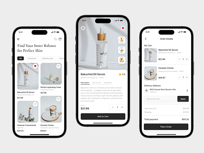 Misolo - Skincare Products Mobile App app beauty beauty product cosmetic cosmetic app ecommerce makeup mobile mobile app mobile design shop skincare skincare app skincare shop store ui ui design uiux ux woman