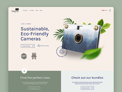 Papershoot Homepage Design camera design digital e commerce earth eco friendly environment green product recycle responsible sustainable ui web design website