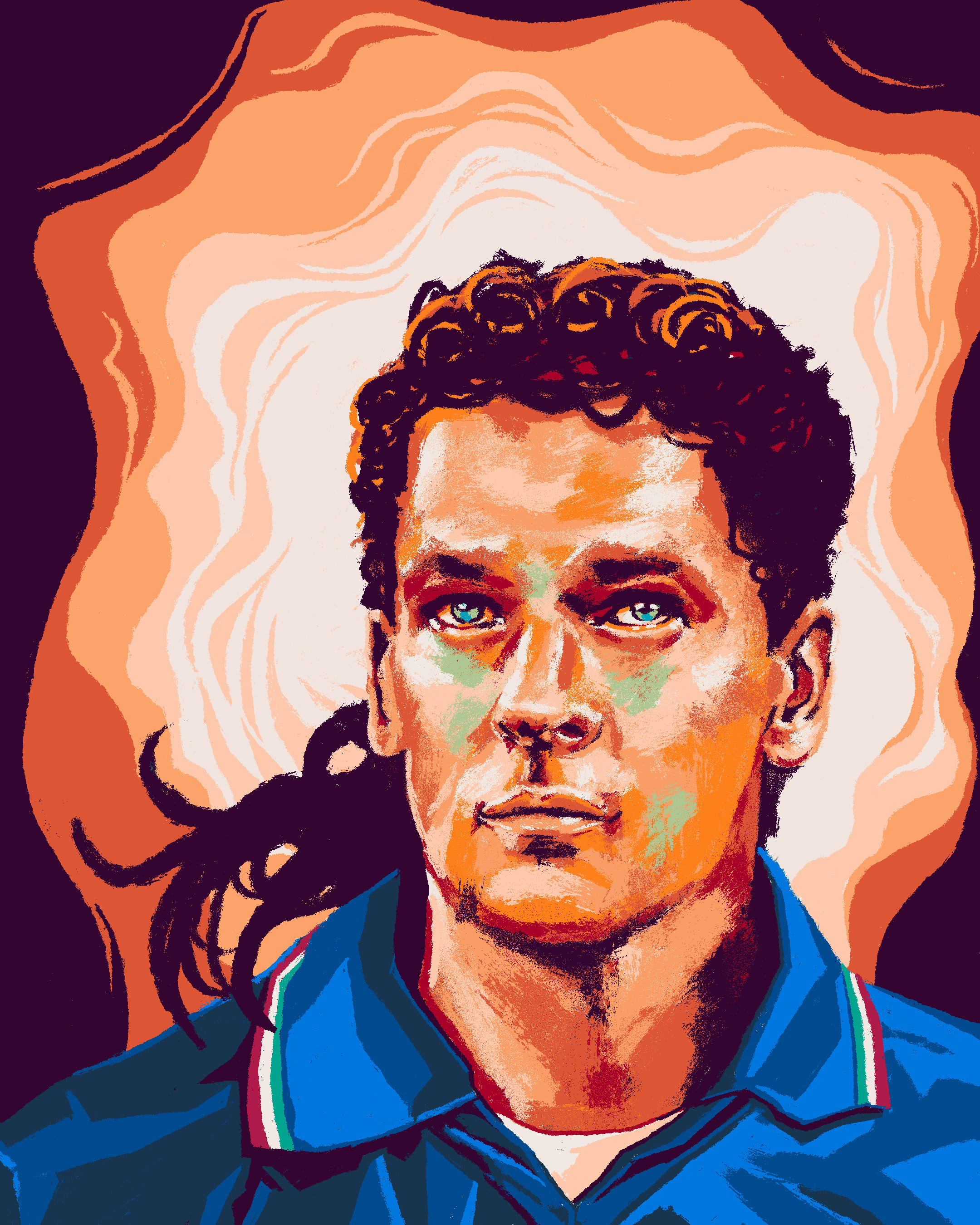 Il Divin Codino - Netflix brand illustration branded illustration digital illustration digital painting editorial illustration illustration photoshop illustration portrait illustration poster art