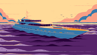 Curiosity Yacht Experience brand illustration digital illustration digital painting editorial illustration lifestyle illustration photoshop illustration travel illustration website illustraton