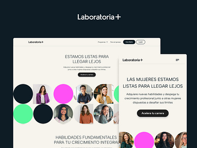 UX/UI ❘ Laboratoria+ Website colorful empower empowerment geometric laboratoria latam leadership online course pattern tech girl webdesign