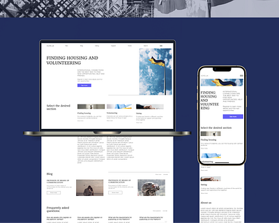 A site for volunteering and finding housing branding design site ui