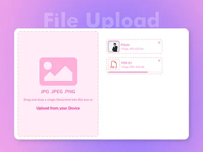 File Upload UI 100dayuichallenge branding dailyui day31 design figma file upload graphic design illustration jpg logo noice pdf ui upload vector