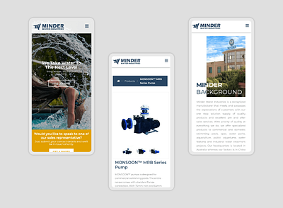 Minder Water Industries Mobile Site mobile ui web