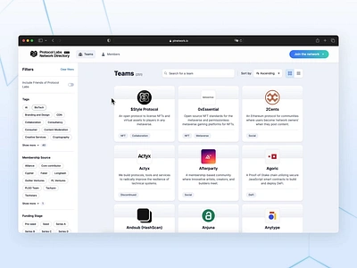 Protocol Labs • Directory back end design fron end product product design quality assurance ui ux web app web3