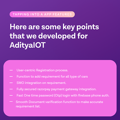 Here are some key points that we developed for AdityaIOT app branding design jaraware jarawareinfosoft ui ux