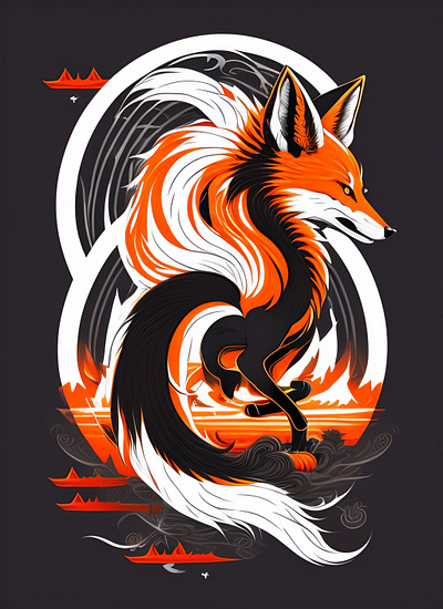 NINE TAILS FOX animation branding graphic design logo