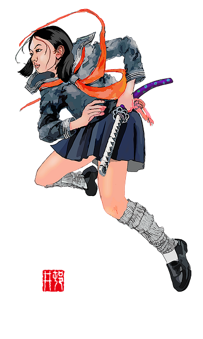 Samurai Girl draw graphic design illustration vector