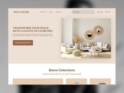Hero Section of an e-commerce website - Nest & Bloom dailyui design ecommerce hero section interior design minimal ui ui design uiux visual design web design