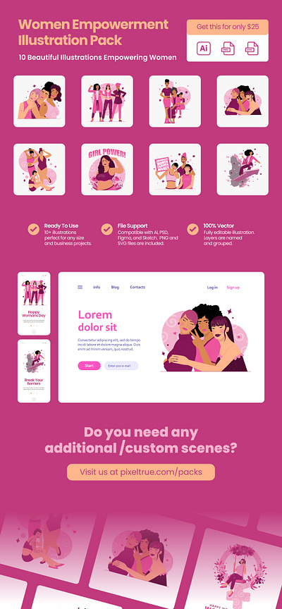 Women Illustration Pack by Pixel True character graphic design graphics illustration vector vector illustration