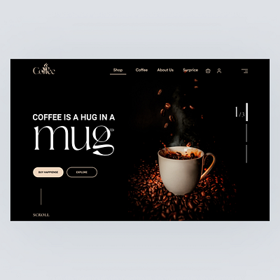 Hero Page coffee dark ui design landing page minimal popular shot restaurant ui uidesign website