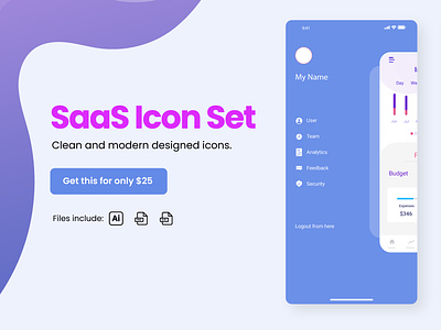 SaaS Icon Set by Pixel True graphics icon pack icons illustration ui vector vector illustration