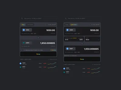 Experiment: Swap & Limit Order switcher. crypto defi ethereum form solana swap web3