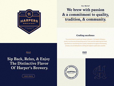 Harper's Brewery Branding, Colors & Typography exploration! agency badge beer brand brand design brand identity branding brewery graphic design logo minimal typography vintage