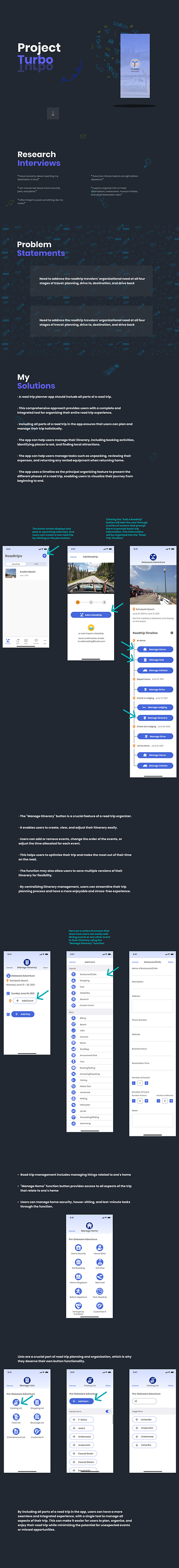 Portfolio: Turbo - A Roadtrip Planner App design graphic design ui ux ux design