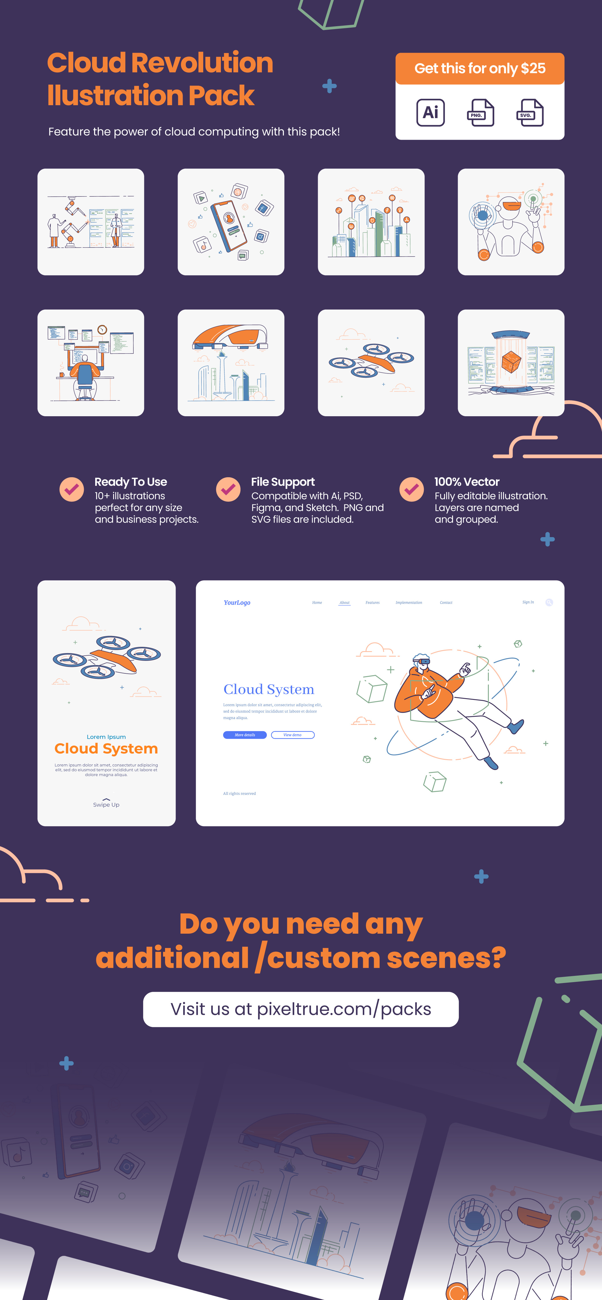 Cloud Revolution Illustration Pack by Pixel True branding character design graphics illustration vector vector illustration