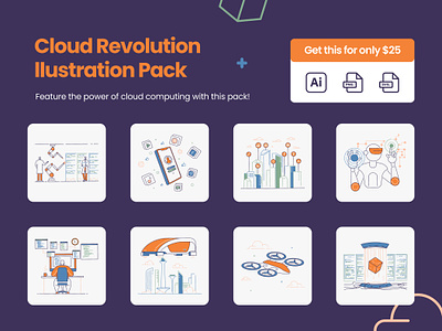 Cloud Revolution Illustration Pack by Pixel True branding character design graphics illustration vector vector illustration