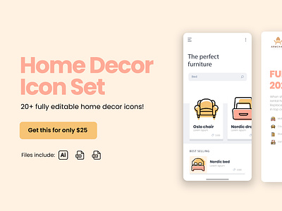 Home Decor Icon Set by Pixel True branding graphic design graphics illustration vector vector illustration