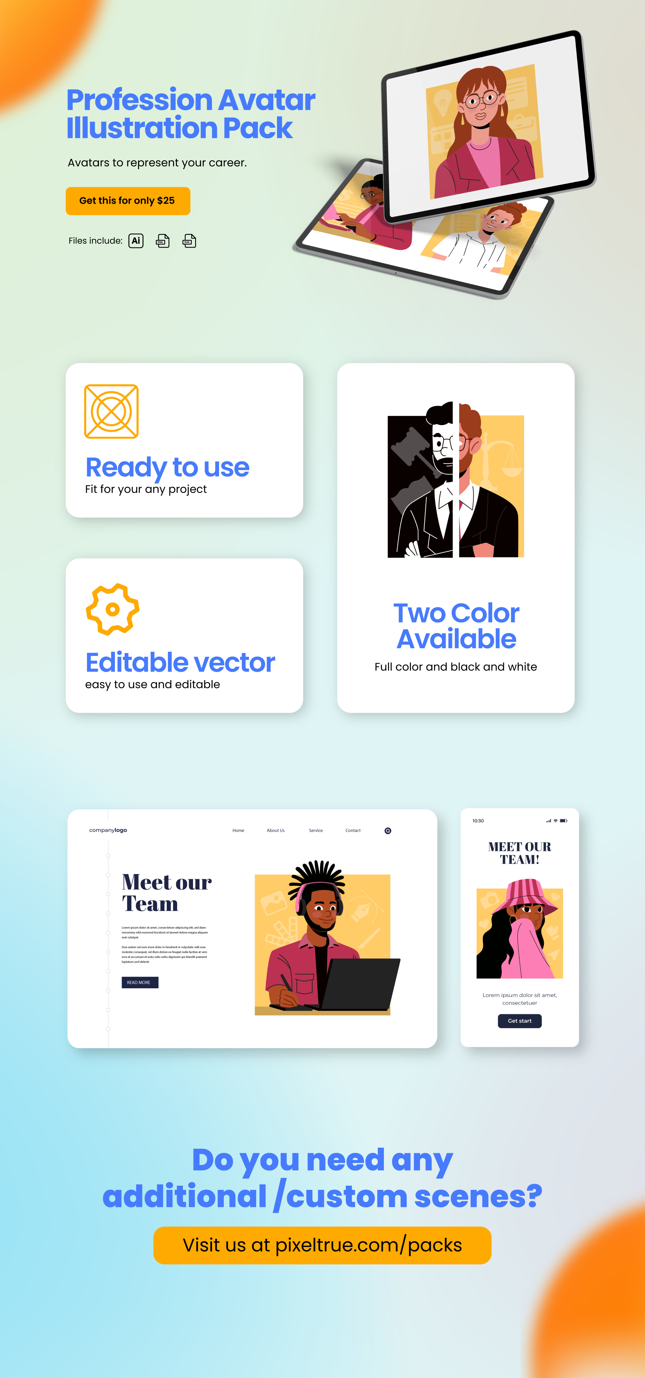 Profession Avatar Illustration Pack by Pixel True character graphics illustration vector vector illustration